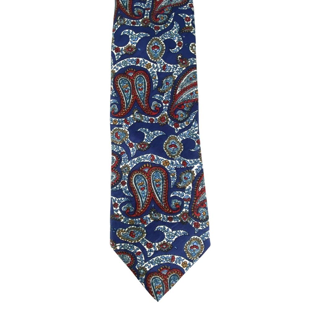 Cottage Emporium Mens Paisley Silk Tie Blue Red White Formal Business 60x3.5